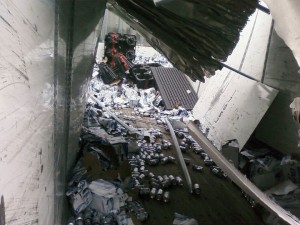 Beer truck hits bridge